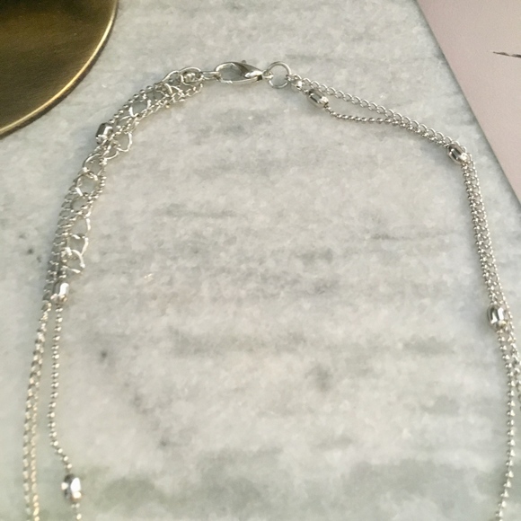 Silver Layered Heart Beaded Choker Necklace - Picture 5 of 5